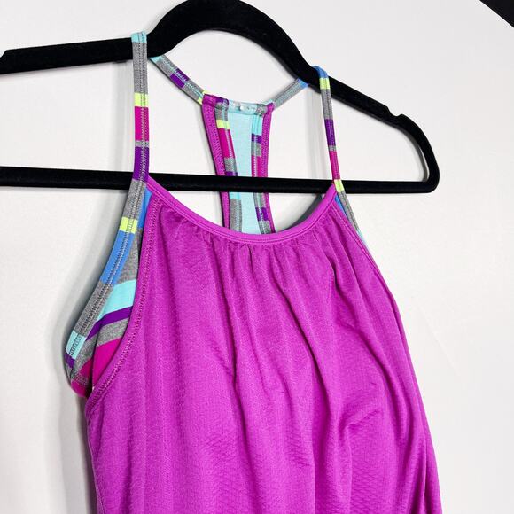 Ivivva by Lululemon Girls 12 Purple Blue Double Dutch Tank Top Mesh Racerback - Picture 5 of 8